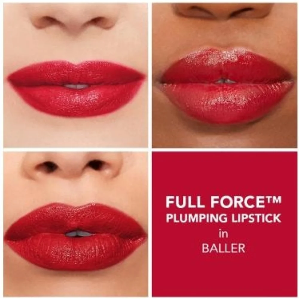 Buxom Full Force Red Plumping Lipstick in Shade Baller NEW